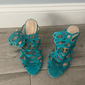 Vince Camuto Cage Heels Teal